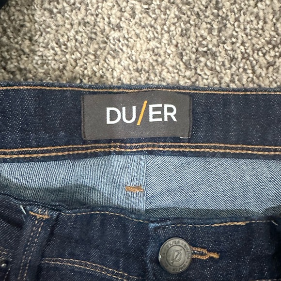 DUER Jeans Men’s Dark Blue L2X Slim Fit Tapered Mid Rise Logo Size 34x32 - Picture 6 of 8